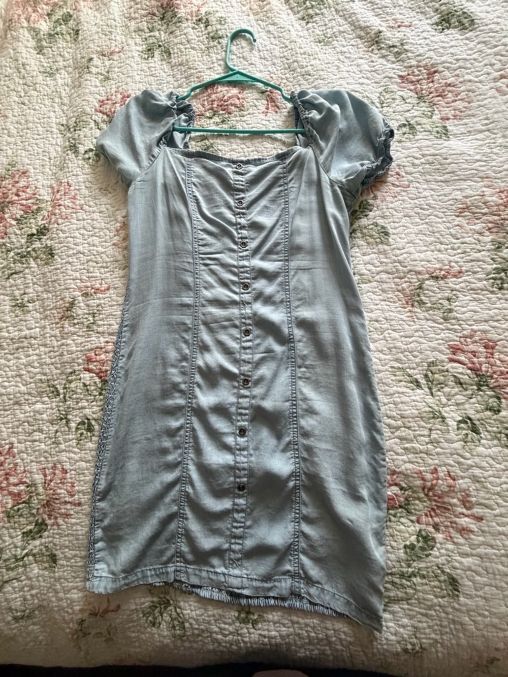 Love Tree Pale Blue Button-Down Denim Mini Dress